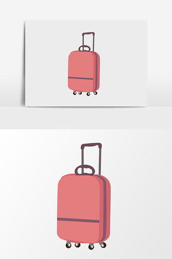 红色卡通行李箱素材图片