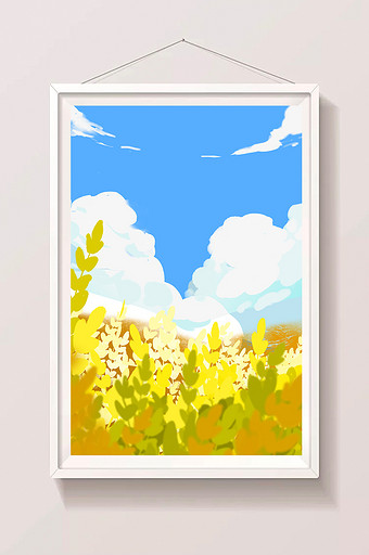 卡通秋天植物叶子蓝天白云图片