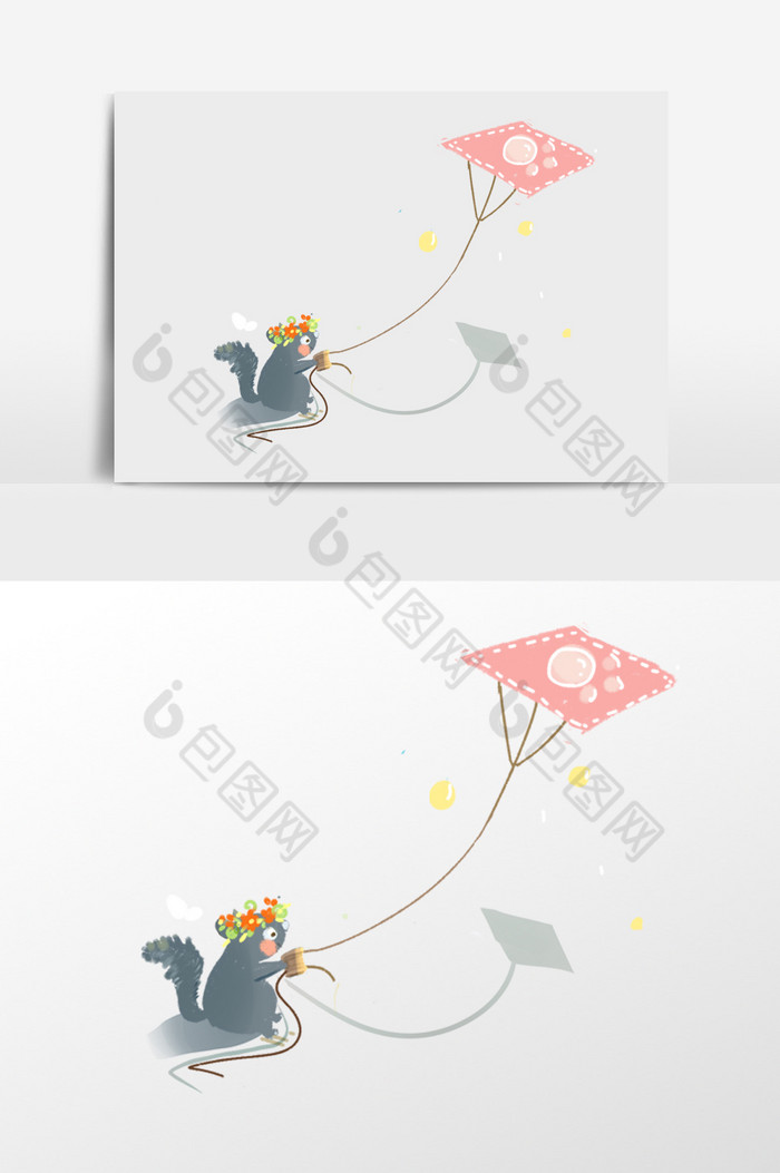 放风筝的老鼠插画图片图片