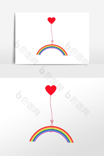 手绘爱情彩色彩虹插画素材图片