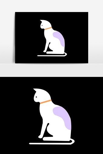 卡通免扣白色小猫素材图片