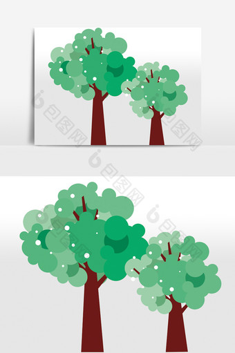 茂盛的卡通手绘树元素图片