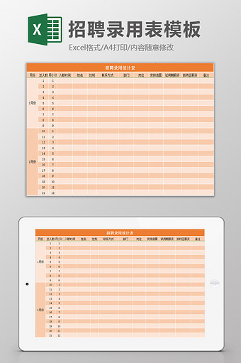 招聘录用表excel模板图片