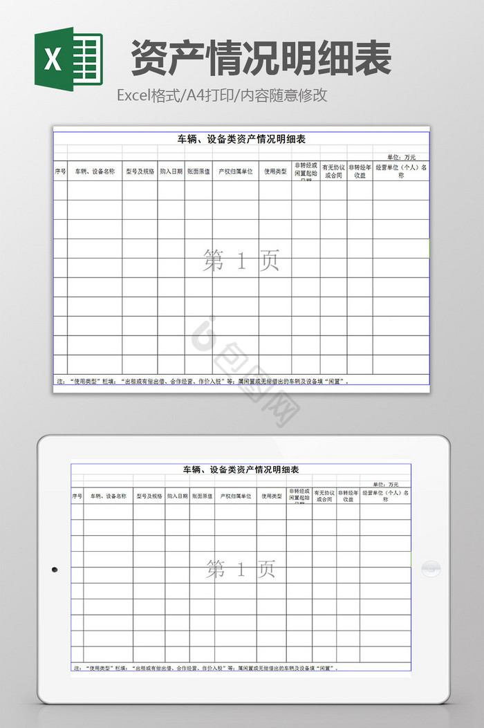单位资产情况明细表