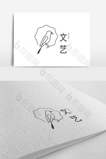 简单线条鸟文艺标志logo设计图片