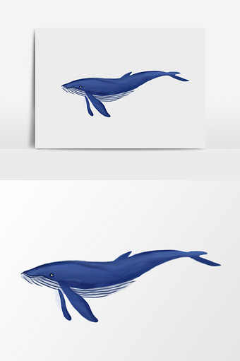 水彩卡通蓝色鲸鱼图片