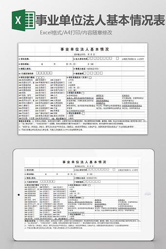 事业单位法人基本情况表excel模板图片