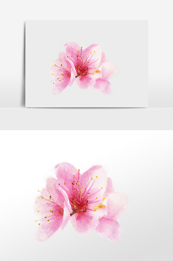 水彩手绘元素桃花图片