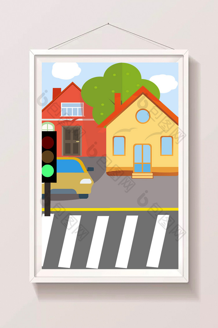 包图 插画 背景素材 【psd】 卡通城市斑马线素材 所属分类: 插画