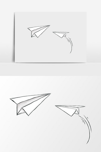 手绘卡通白色纸飞机素材图片