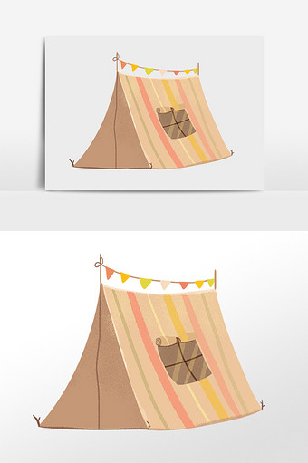 清新野外旅游帐篷春游插画元素图片