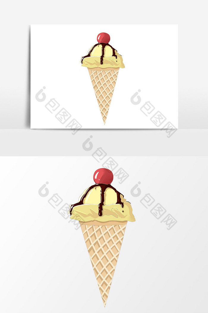 樱桃巧克力冰淇淋甜筒图片图片