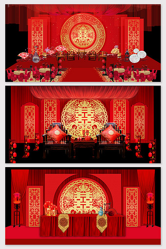 中国风红色大气唯美婚礼效果图图片