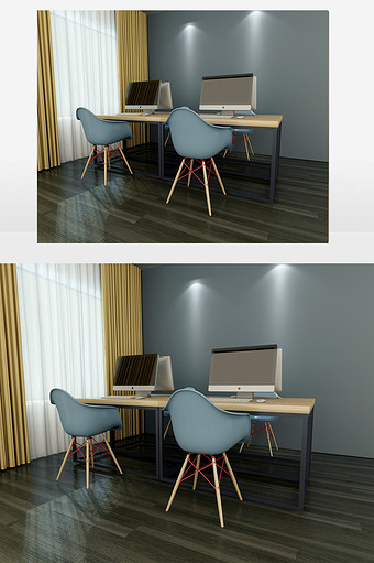 现代办公室电脑桌椅组合图片