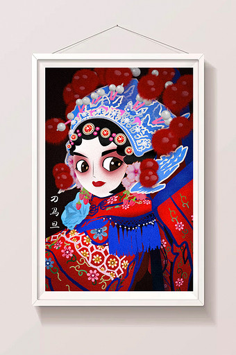 唯美清新中国文化传统艺术京剧刀马旦插画图片