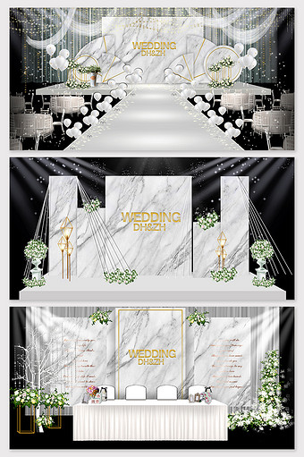 现代简约森系大理石纹理婚礼背景效果图图片