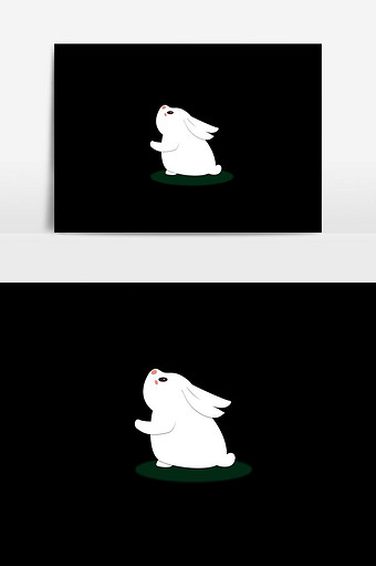 白色兔子中秋插画图片