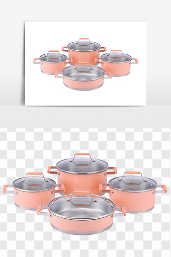 高清粉色系双柄焖锅素材图片