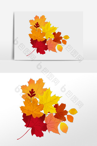 手绘深秋秋季落叶插画元素图片