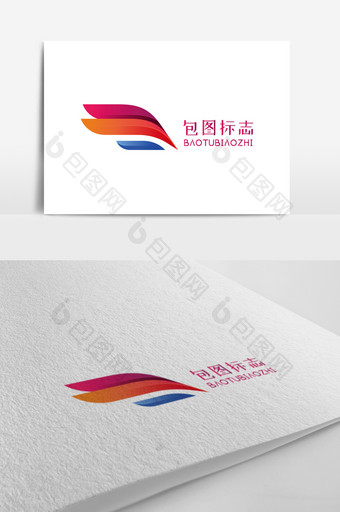 抽象翅膀速度彩色标志logo设计图片