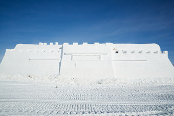 河北省张家口沽源县天鹅湖景区大型雪雕长城