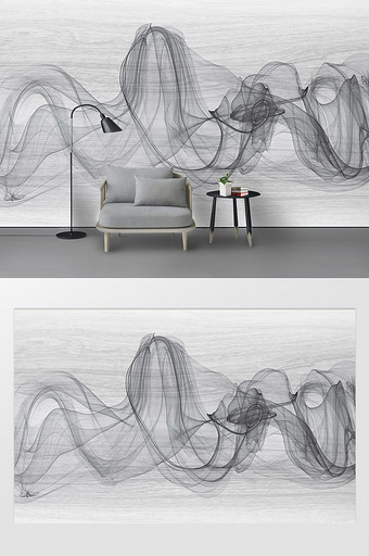 现代简约抽象线条灰白底纹背景墙装饰定制图片