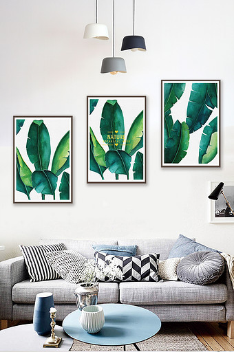 植物叶子小清新现代简约手绘植物北欧装饰画图片