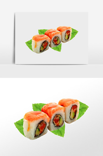 水彩手绘美味寿司素材图片