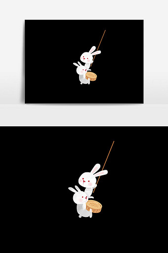 兔子卡通月饼插画图片
