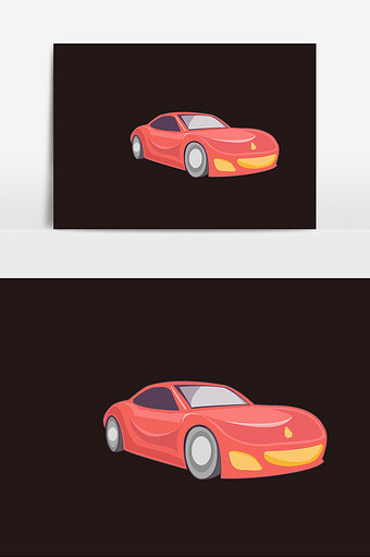 红色小轿车元素插画图片