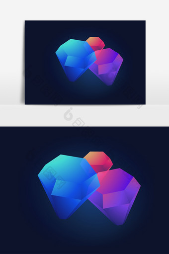 立体钻石珍藏财富透感光效矢量素材图片