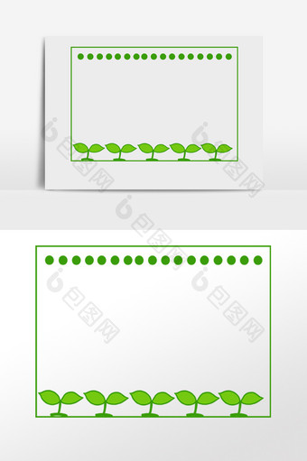 手绘绿色植物叶子装饰边框元素图片