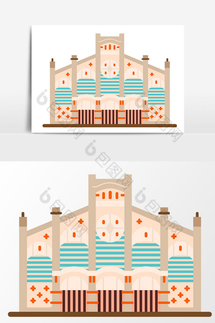 卡通PSD建筑效果图建筑线条图图片