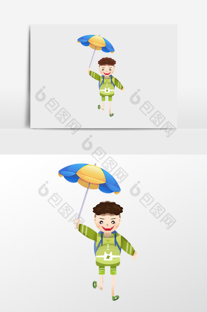 举伞的小男孩插画图片图片