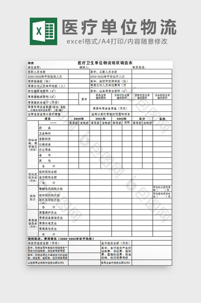 医疗单位物流excel模板图片图片