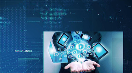 干净整洁蓝色高科技简介<strong>图文</strong>展示ae模板