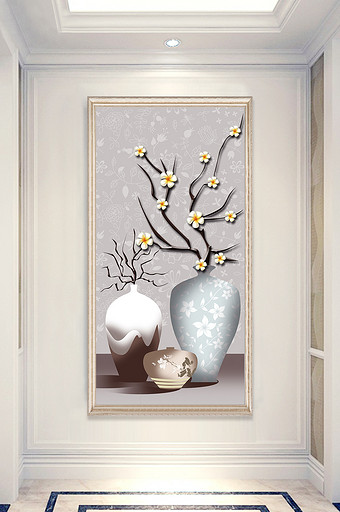 文艺创意北欧风花瓶玄关创意装饰画图片
