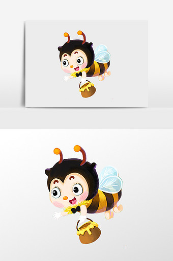 手绘小蜜蜂插画元素图片