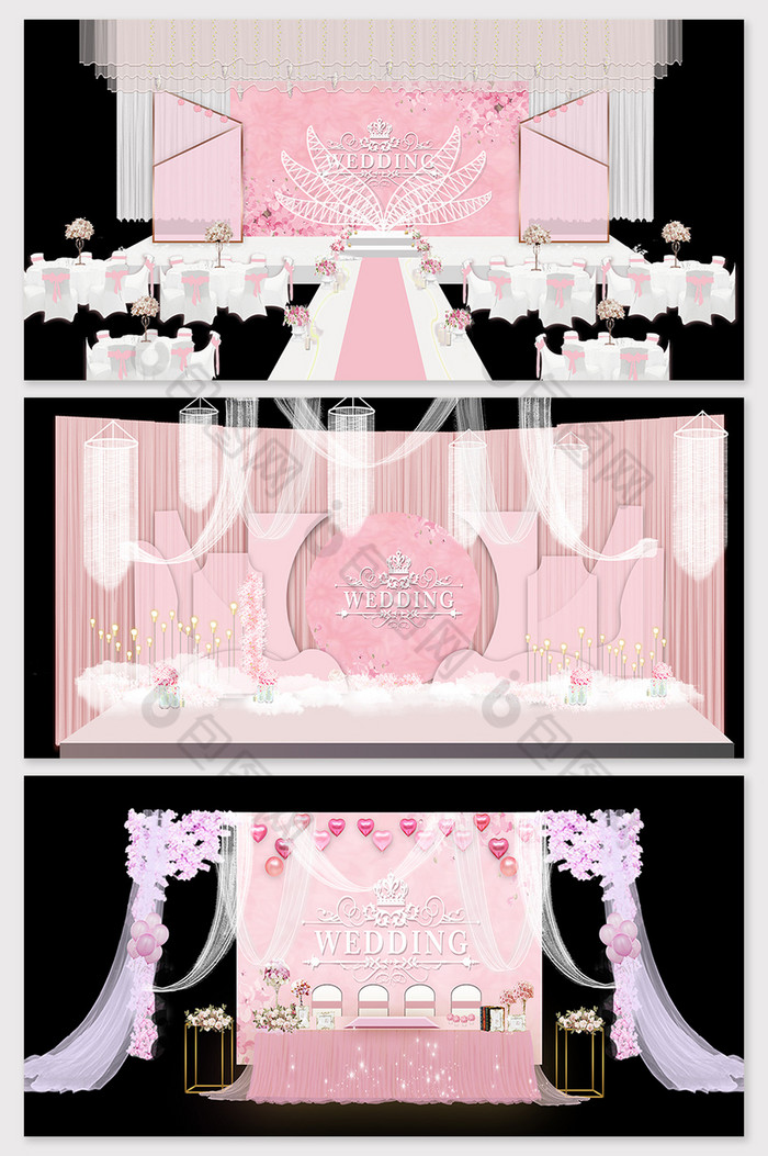 现代简约粉色小清新婚礼背景效果图图片图片
