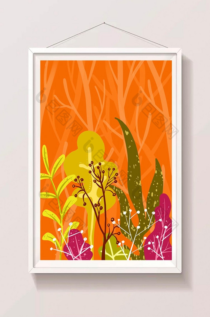 暖色秋日植物插画图片图片