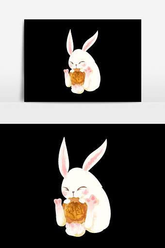 漫画卡通可爱兔子月饼图片