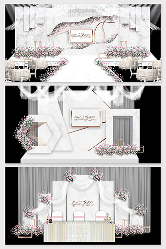 现代简约白色大理石纹理婚礼背景效果图图片