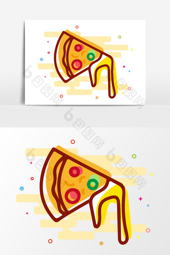 矢量meb风格美食元素披萨图片