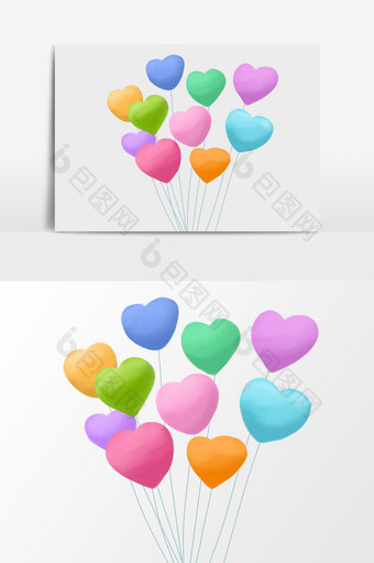 通知 公告 彩色的爱心气球节日图片