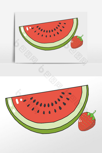 手绘水果西瓜草莓插画元素图片