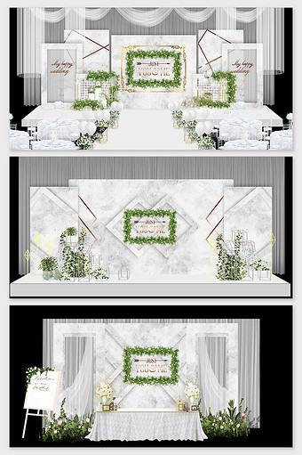 现代简约森系白绿色婚礼效果图图片