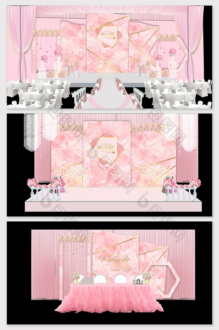 小清新森系粉色主题婚礼效果图图片图片