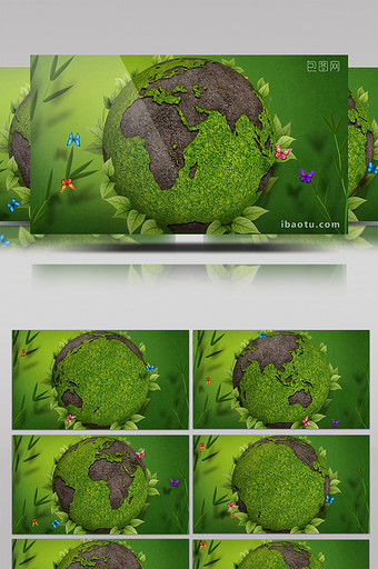 绿色环保地球展示大气合成背景视频图片