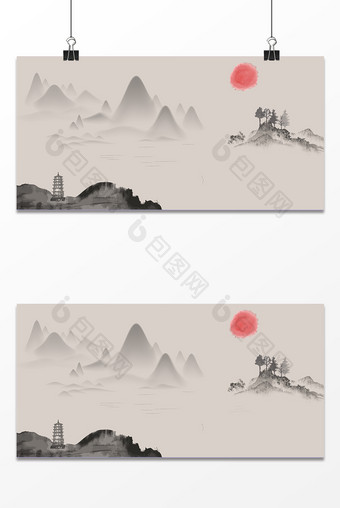 山水水墨中国风背景图片