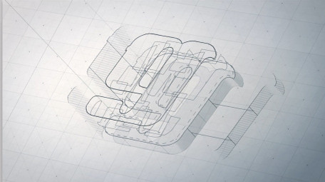 简洁线描草图结构三维logo片头AE模板